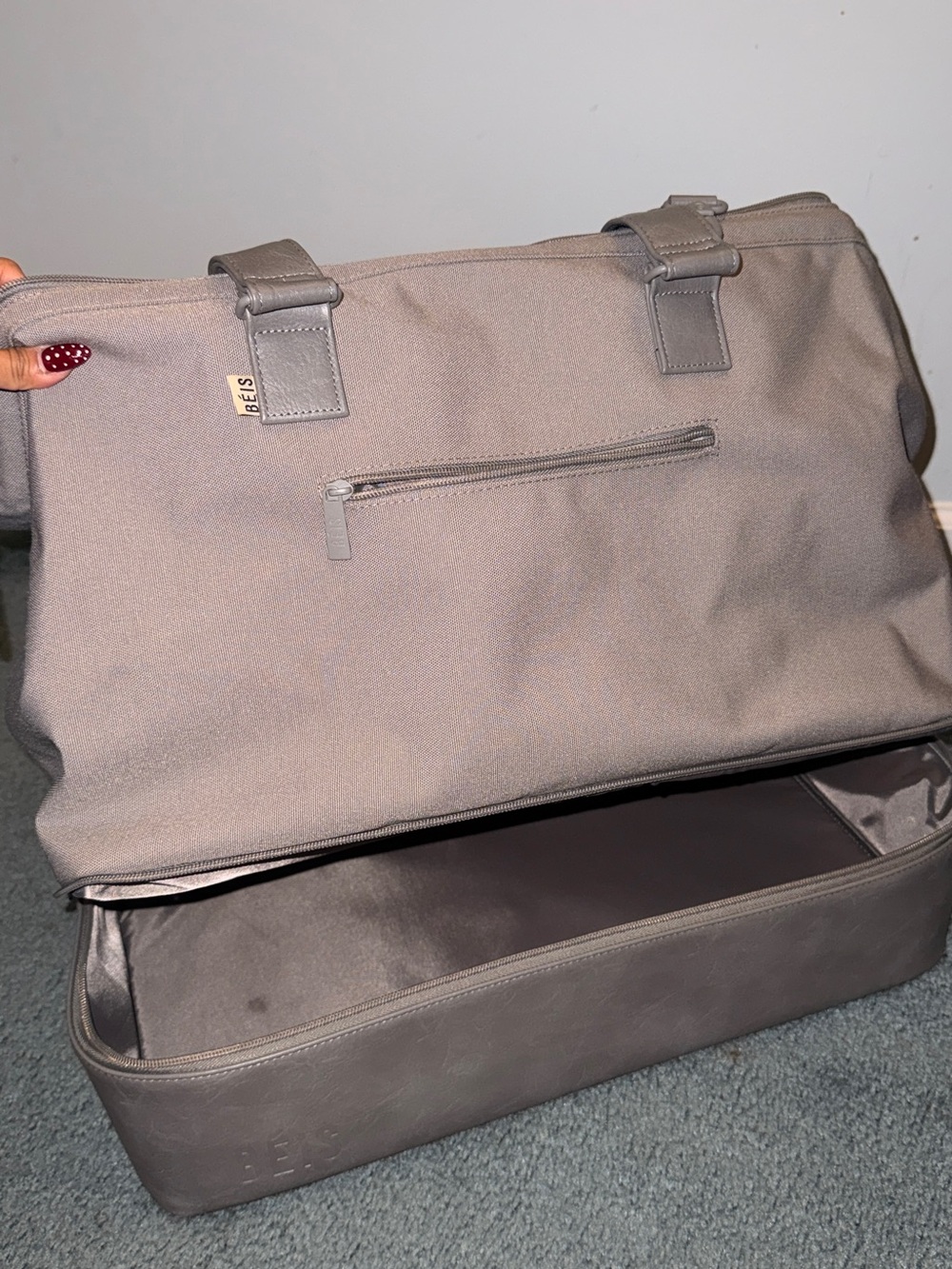 BEIS Gray Weekender Travel Bag with Detachable Strap - Picture 4 of 5